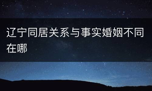 辽宁同居关系与事实婚姻不同在哪