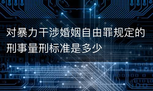对暴力干涉婚姻自由罪规定的刑事量刑标准是多少