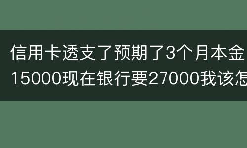 信用卡透支了预期了3个月本金15000现在银行要27000我该怎么办