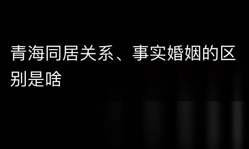 青海同居关系、事实婚姻的区别是啥