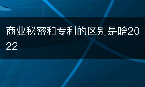 商业秘密和专利的区别是啥2022