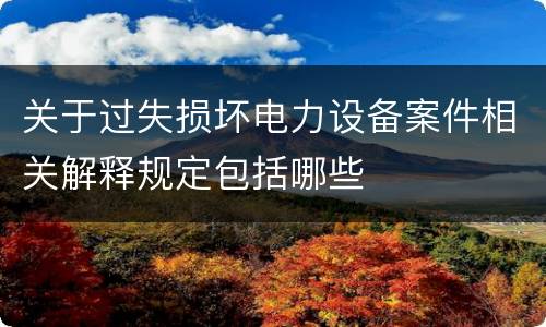 关于过失损坏电力设备案件相关解释规定包括哪些