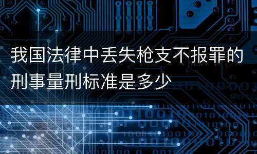 我国法律中丢失枪支不报罪的刑事量刑标准是多少