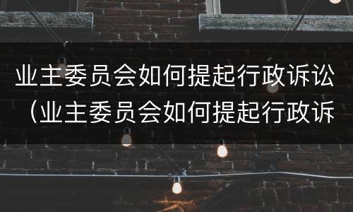 业主委员会如何提起行政诉讼（业主委员会如何提起行政诉讼申请）