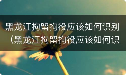 黑龙江拘留拘役应该如何识别（黑龙江拘留拘役应该如何识别执行）