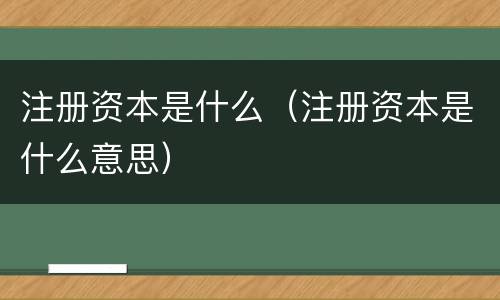 注册资本是什么（注册资本是什么意思）