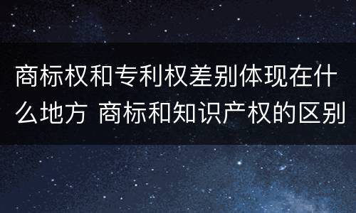 商标权和专利权差别体现在什么地方 商标和知识产权的区别