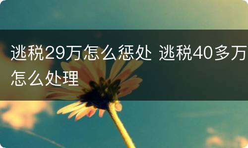 逃税29万怎么惩处 逃税40多万怎么处理