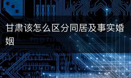 甘肃该怎么区分同居及事实婚姻
