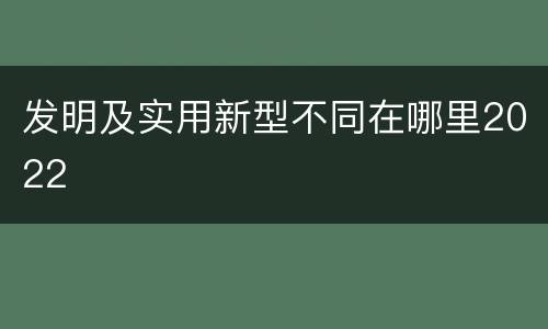 发明及实用新型不同在哪里2022