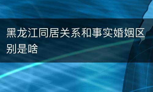 黑龙江同居关系和事实婚姻区别是啥