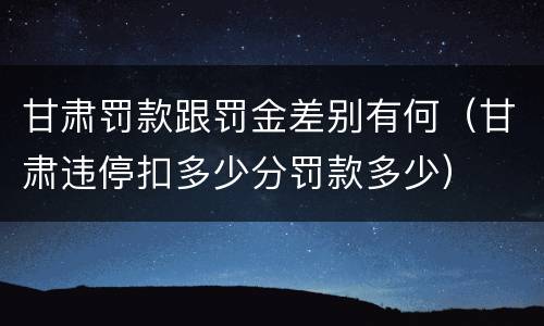 甘肃罚款跟罚金差别有何（甘肃违停扣多少分罚款多少）
