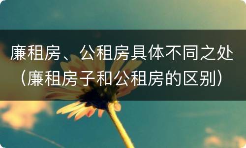 廉租房、公租房具体不同之处（廉租房子和公租房的区别）