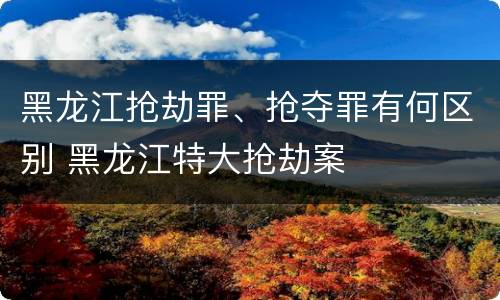 黑龙江抢劫罪、抢夺罪有何区别 黑龙江特大抢劫案