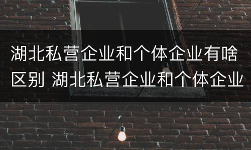 湖北私营企业和个体企业有啥区别 湖北私营企业和个体企业有啥区别呢