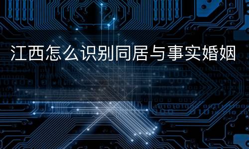 江西怎么识别同居与事实婚姻