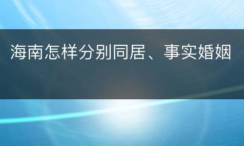 海南怎样分别同居、事实婚姻