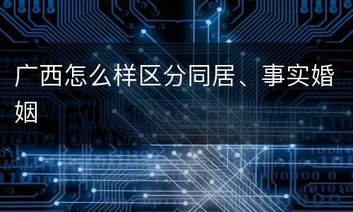 广西怎么样区分同居、事实婚姻