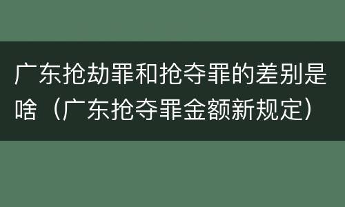 广东抢劫罪和抢夺罪的差别是啥（广东抢夺罪金额新规定）