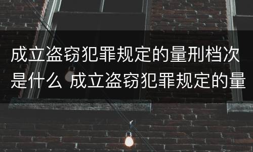 成立盗窃犯罪规定的量刑档次是什么 成立盗窃犯罪规定的量刑档次是什么
