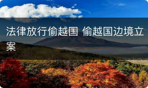法律放行偷越国 偷越国边境立案