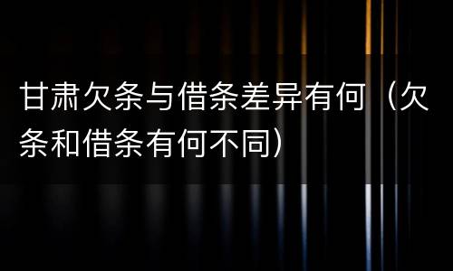 甘肃欠条与借条差异有何（欠条和借条有何不同）