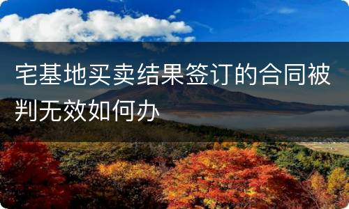 宅基地买卖结果签订的合同被判无效如何办