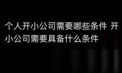 个人开小公司需要哪些条件 开小公司需要具备什么条件