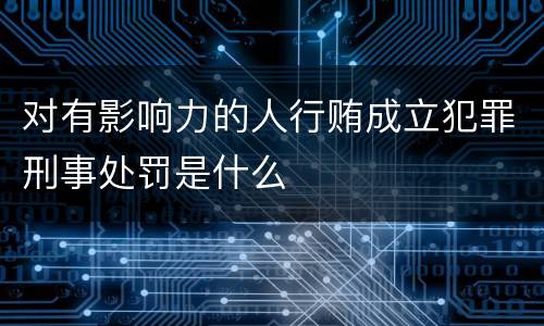 对有影响力的人行贿成立犯罪刑事处罚是什么
