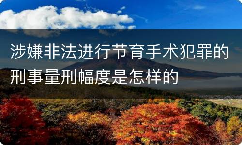 涉嫌非法进行节育手术犯罪的刑事量刑幅度是怎样的