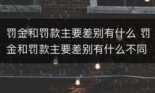 罚金和罚款主要差别有什么 罚金和罚款主要差别有什么不同