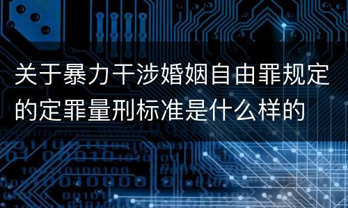 关于暴力干涉婚姻自由罪规定的定罪量刑标准是什么样的