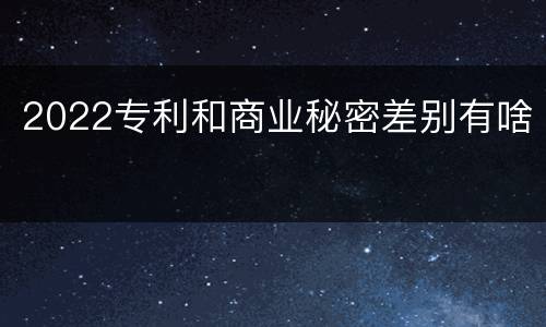 2022专利和商业秘密差别有啥