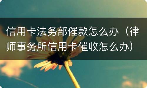 信用卡法务部催款怎么办（律师事务所信用卡催收怎么办）