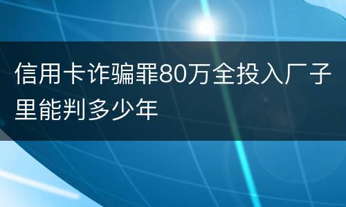 信用卡诈骗罪80万全投入厂子里能判多少年