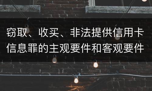 窃取、收买、非法提供信用卡信息罪的主观要件和客观要件