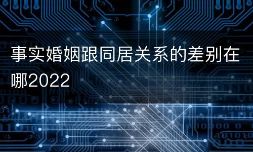 事实婚姻跟同居关系的差别在哪2022
