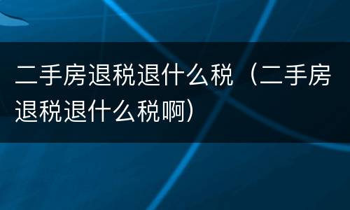 二手房退税退什么税（二手房退税退什么税啊）