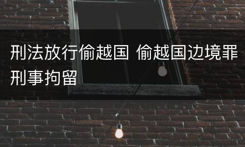刑法放行偷越国 偷越国边境罪刑事拘留