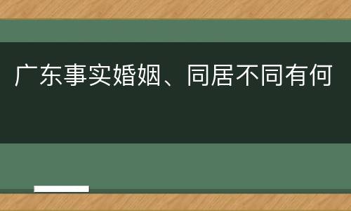 广东事实婚姻、同居不同有何