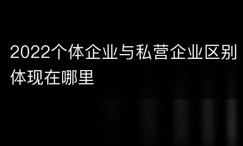 2022个体企业与私营企业区别体现在哪里