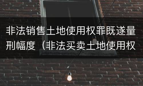 非法销售土地使用权罪既遂量刑幅度（非法买卖土地使用权罪立案标准）
