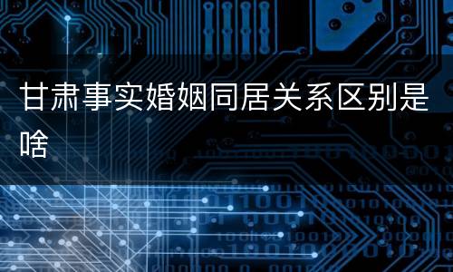 甘肃事实婚姻同居关系区别是啥