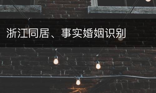 浙江同居、事实婚姻识别