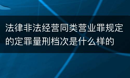 法律非法经营同类营业罪规定的定罪量刑档次是什么样的