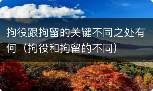 拘役跟拘留的关键不同之处有何（拘役和拘留的不同）
