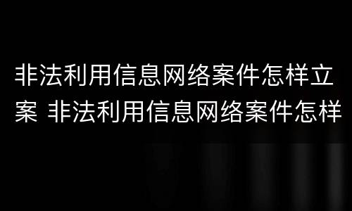 非法利用信息网络案件怎样立案 非法利用信息网络案件怎样立案的