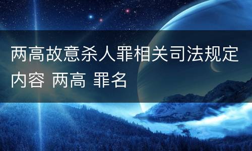 两高故意杀人罪相关司法规定内容 两高 罪名