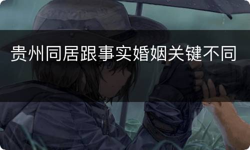 贵州同居跟事实婚姻关键不同