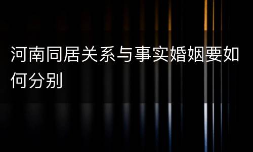 河南同居关系与事实婚姻要如何分别
